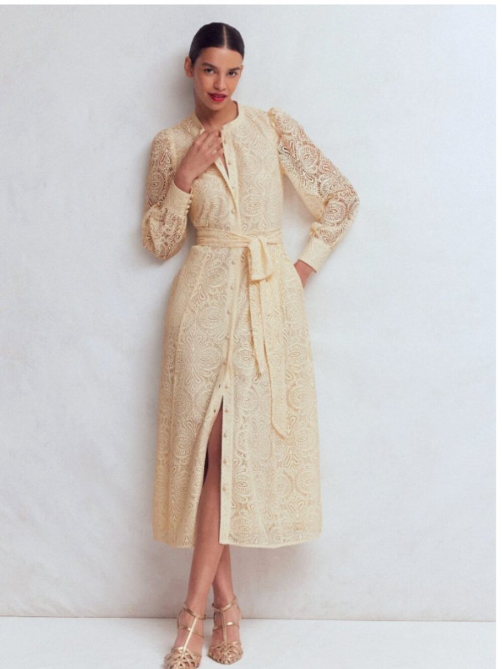 Boden Blouson Sleeve Ivory Lace Dress Size 2 NWT!